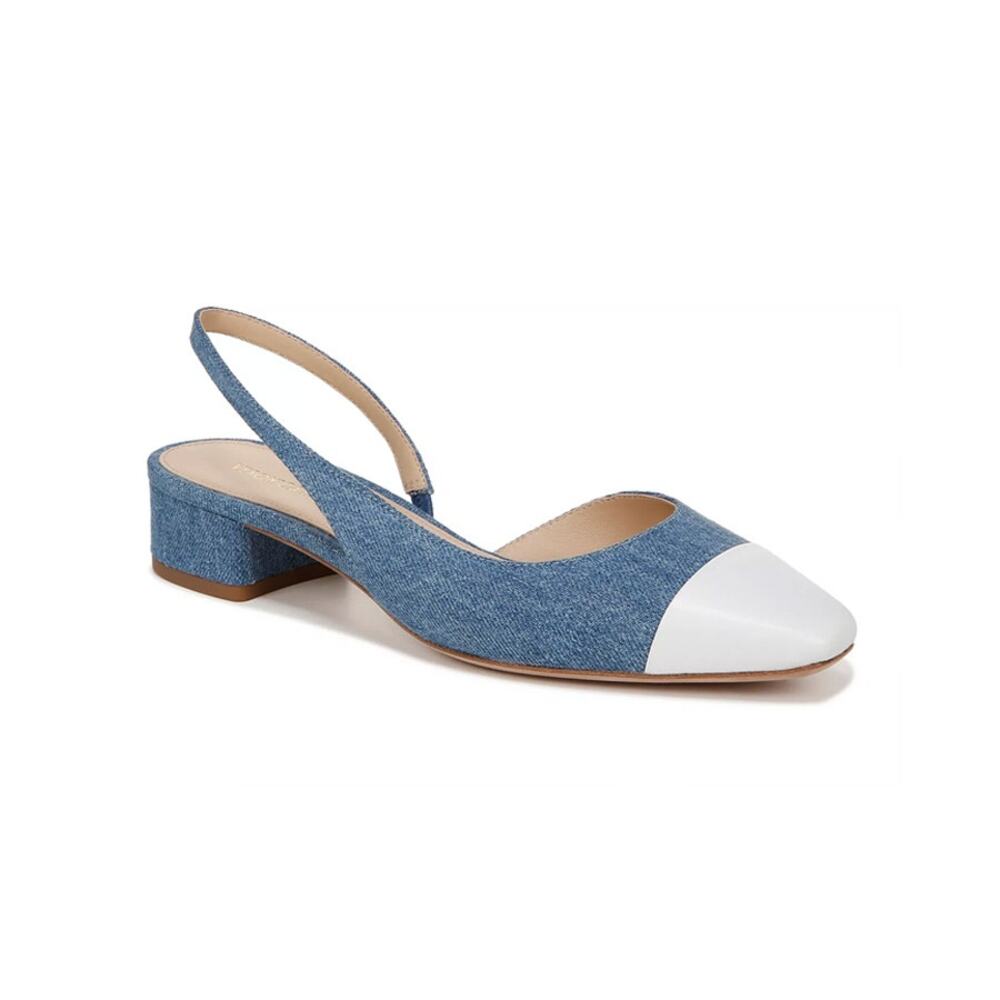 Veronica Beard Cecile Denim Cap Toe Slingback Flats NEW Size 7